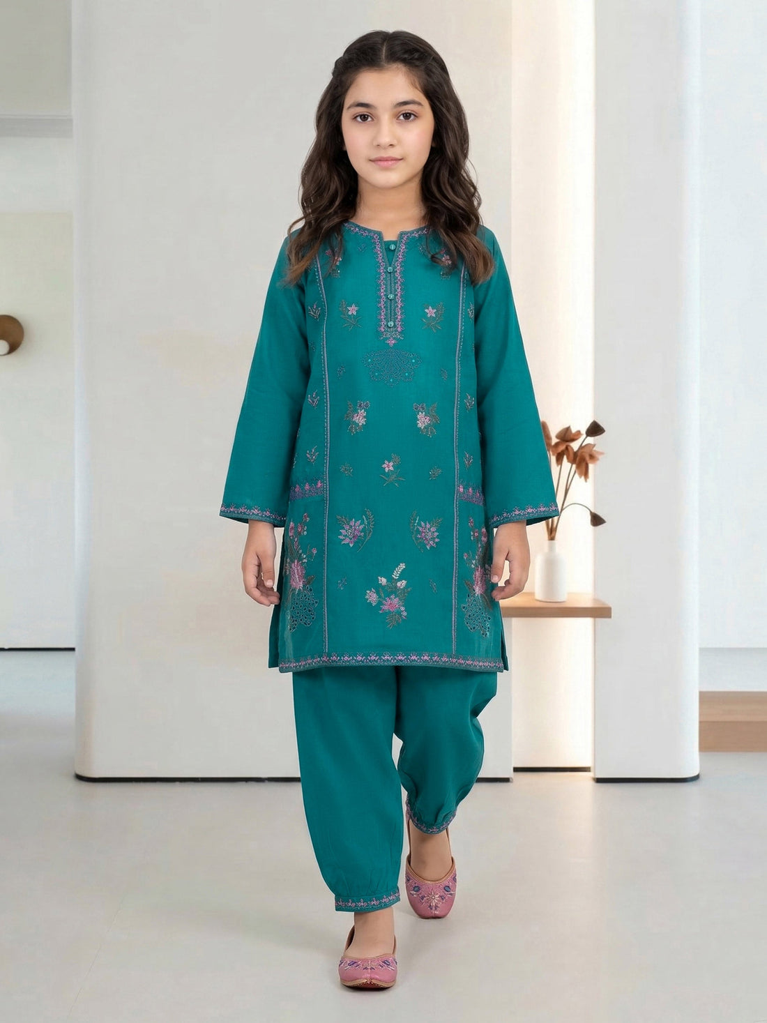2 Piece Lawn Suit- Embroidered (Pret) – Teal (F3568ST-256)