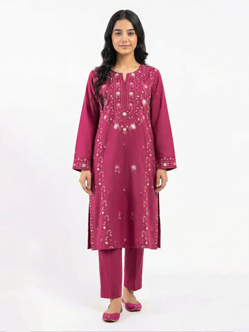 2 Piece Viscose Cotton Suit- Embroidered (Pret) – Pink (F3636ST-489)
