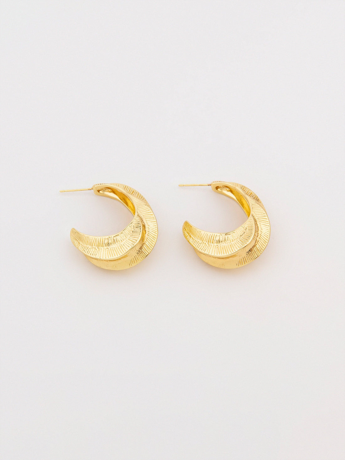 Textured Half Hoop Earrings - Golden