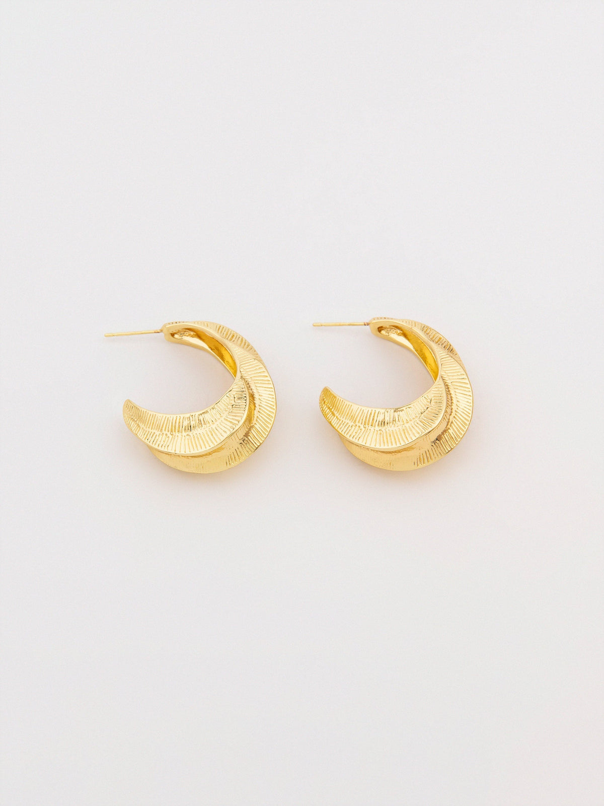 Textured Half Hoop Earrings - Golden