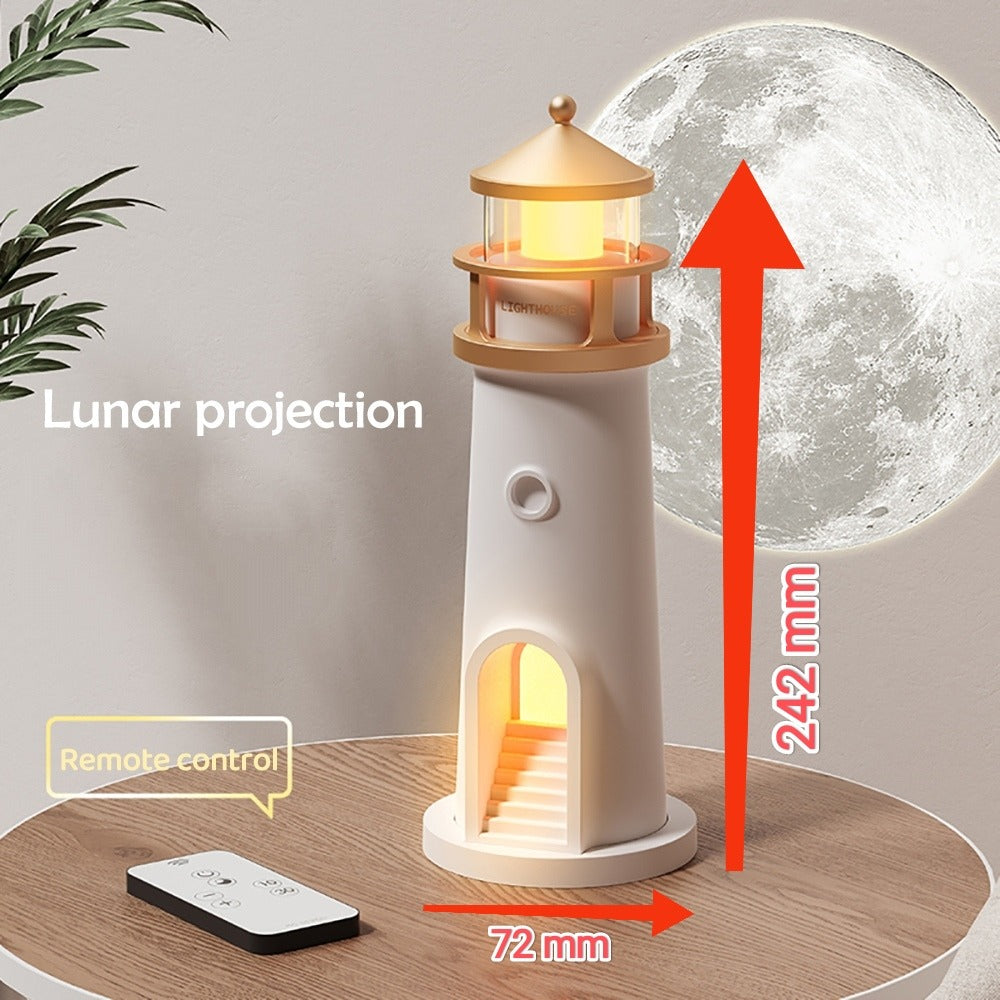 Warm LED Lighthouse Night Lamp with moon projection