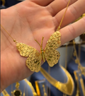 Golden necklace styling view