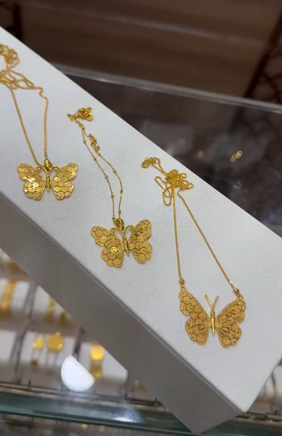 Gold-tone butterfly necklace