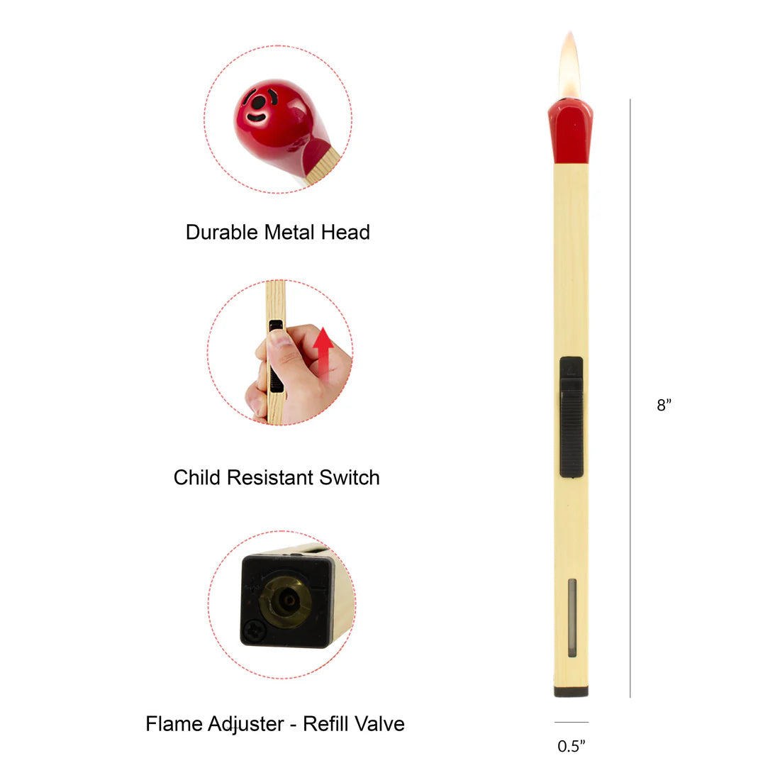 Oversized refillable matchstick lighter product image