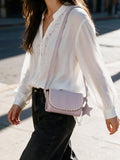Saddle Clutch with Shoulder Strap - Lilac