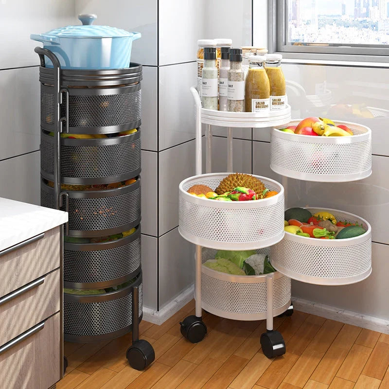 Rotating Storage Organizer Rack on Wheels (With Handle)