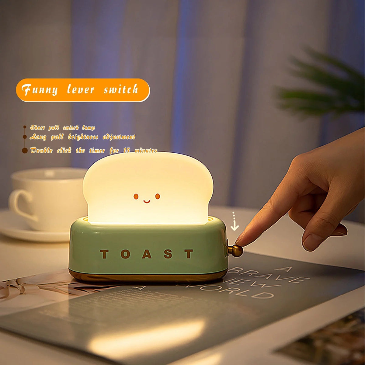 Rechargeable toaster lamp with 15 minute timer