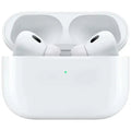 White TWS wireless earbuds displayed inside charging case