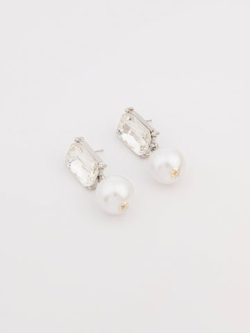 Pearl Drop Earrings - Silver